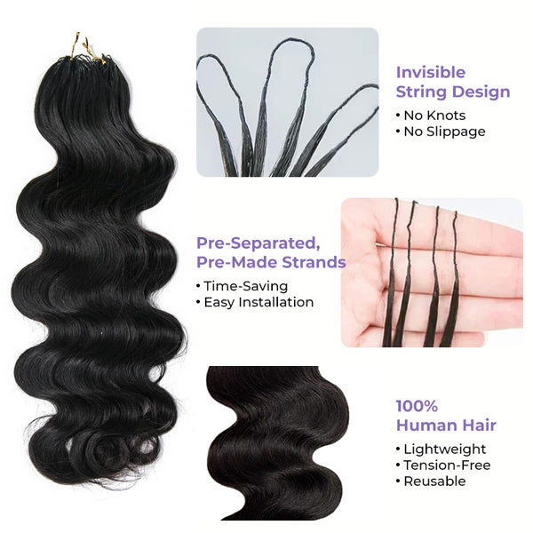 Indian Natural Hair – Body Wave Crochet Human Hair – 18 Inch (Beginner Friendly)